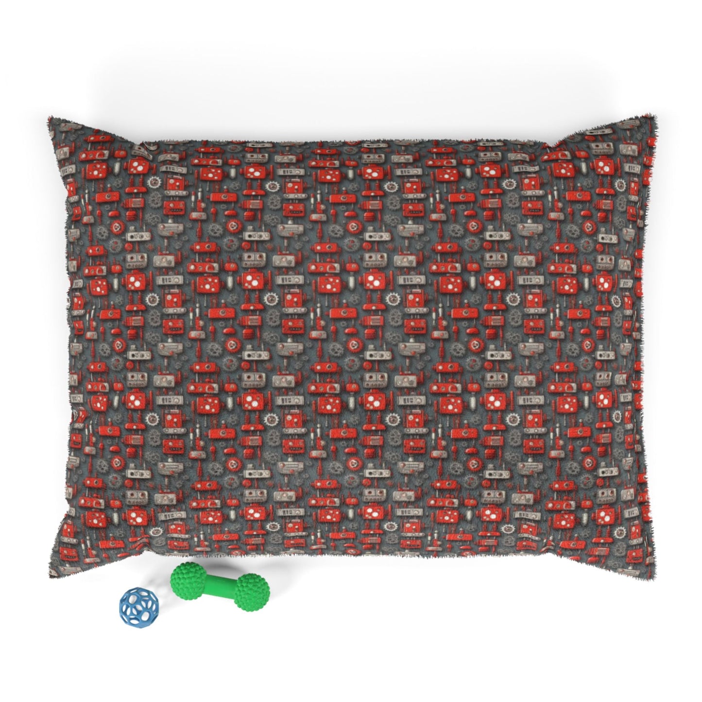 Crimson Cogs and Circuitry Pattern - Pet Bed Pet Zen