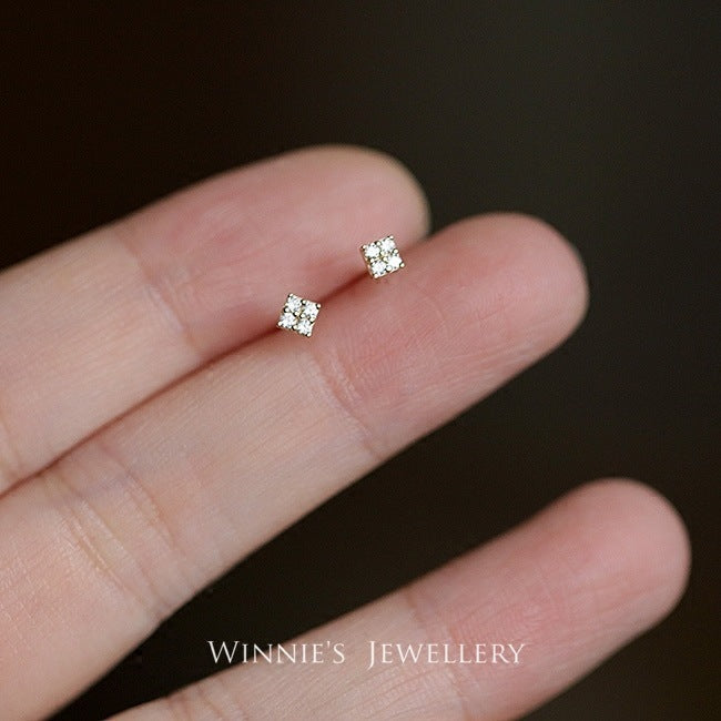 Gold-Plated Sterling Silver Carbink Square Stud Earrings