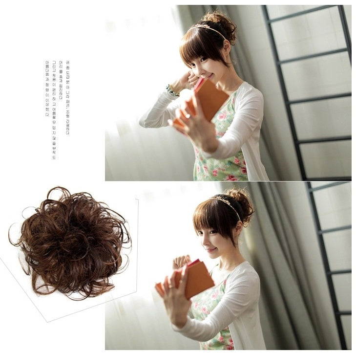 Fluffy Drawstring Curly Hair Bun Hair Set
