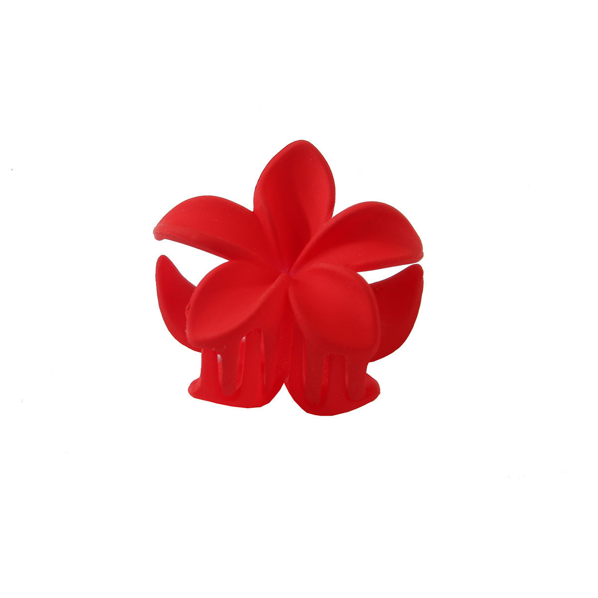 Feather & Red Plastic Flowers Barrettes