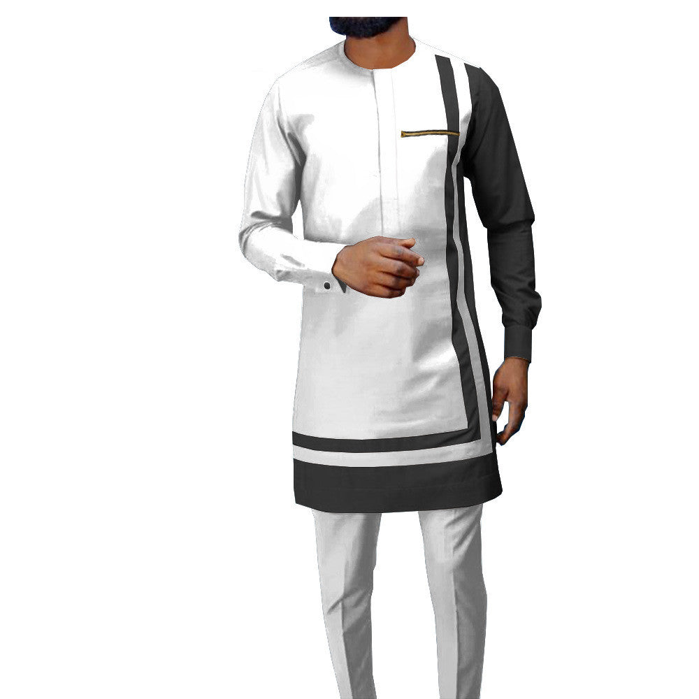 African Ethnic Printing Batik Cotton Casual Suit