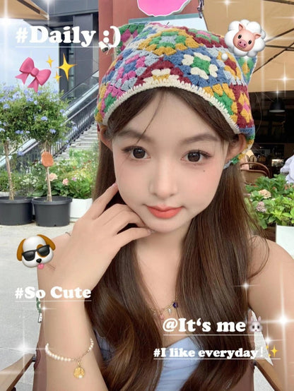 Hand-Knitted Triangular Headcloth Sweet Style