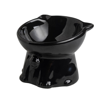 Ceramic Cute Black Drinking High Foot Cat Bowl Pet Supplies