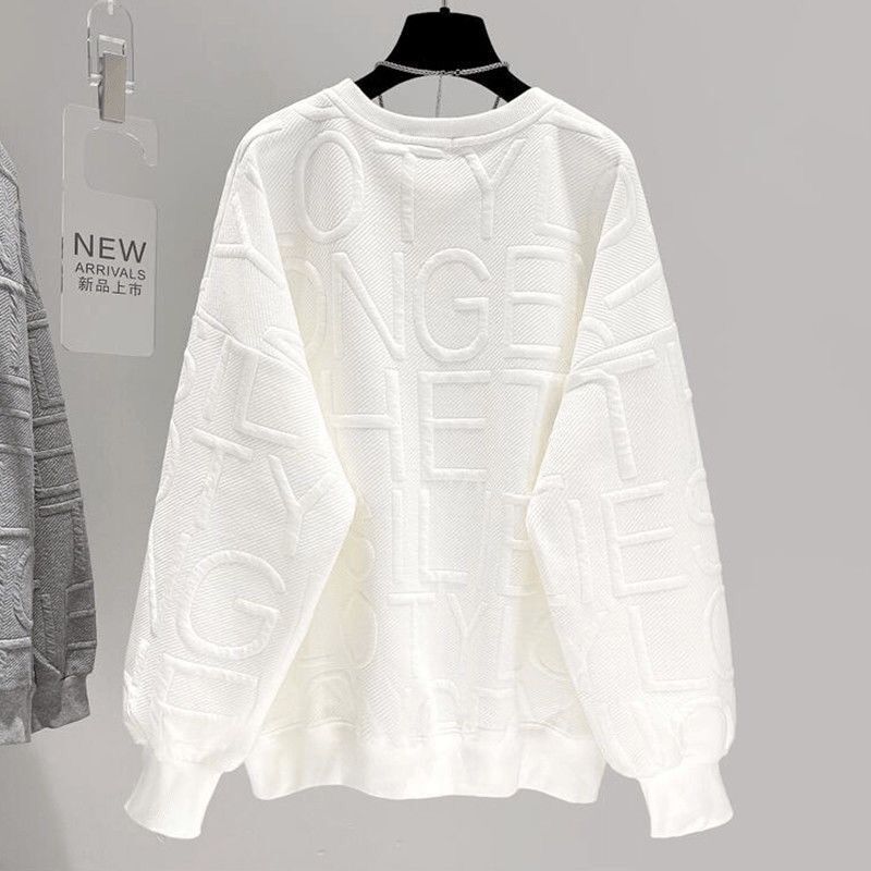 Men's and Women's 3D Letter Loose Long Sleeve Top