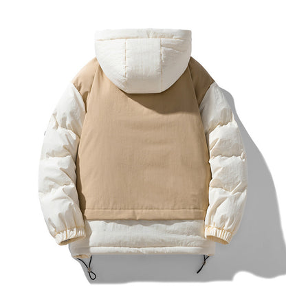 Couple's Winter Cotton-padded Coat Japanese Stitching Hooded Jacket