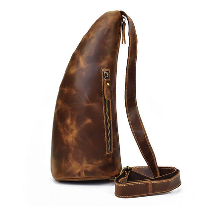 Retro Crazy Horseskin Men's Chest Bag