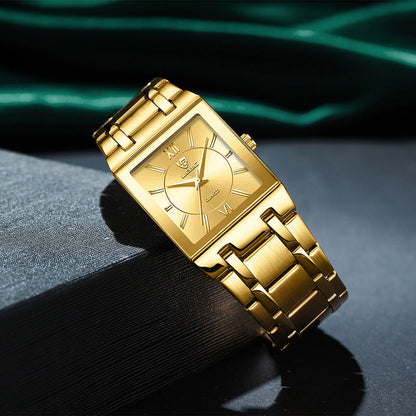 Business Style Steel Strap Couple Watch Square
