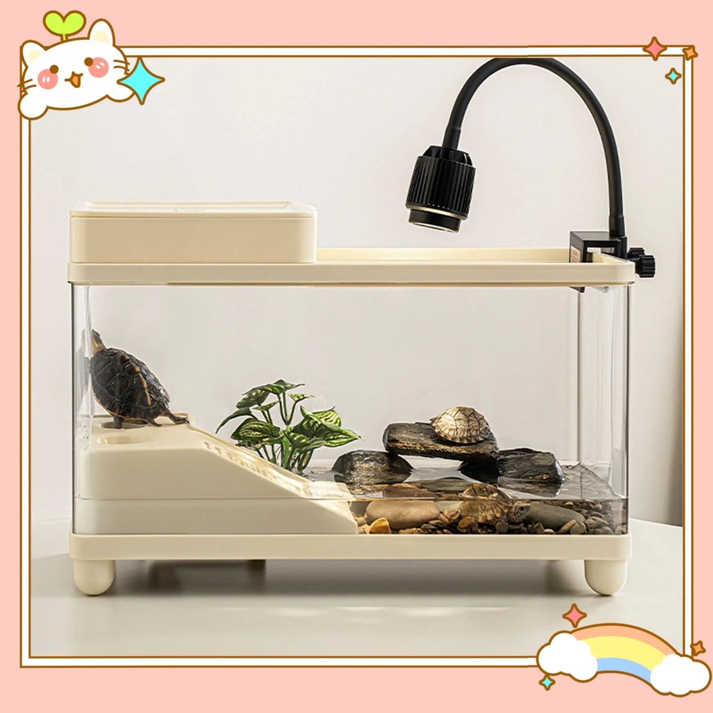Large Turtle Tank Reptile Habitat Sturdy Terrarium for Terrapin Bearded Dragon Leopard Gecko Enclosure