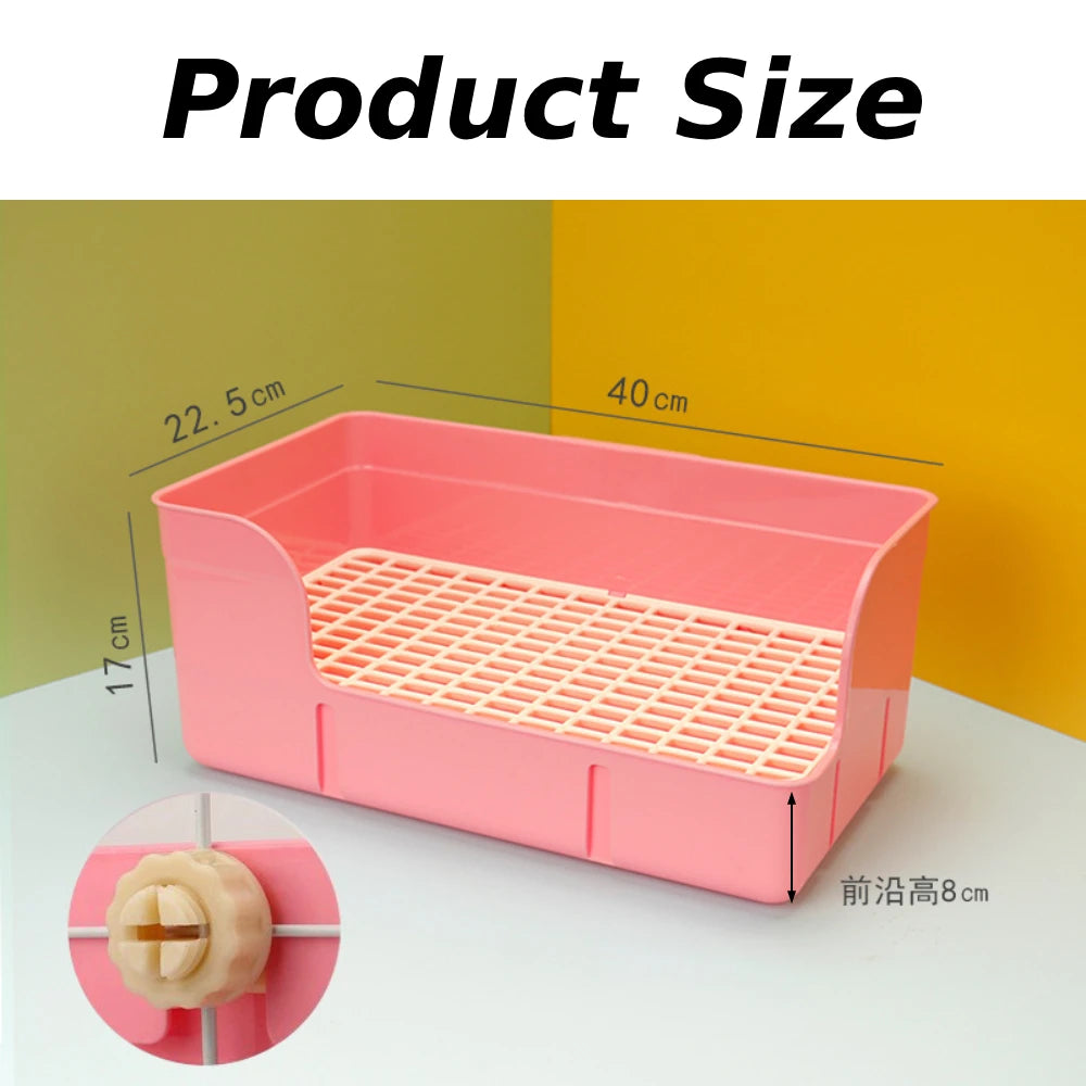 Rabbit Litter Box for Cage Pee Pan Tray Anti Splashing Bedpan Grid Litter Pan for Bunny Chinchillas Rats Ferrets Small Animals
