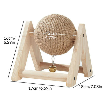 Rabbit Scratch Toy Wood Sisal Grinding Claw Ball Pet Interactive Toy Scratching Ball for Kitty Small Animals Chinchilla