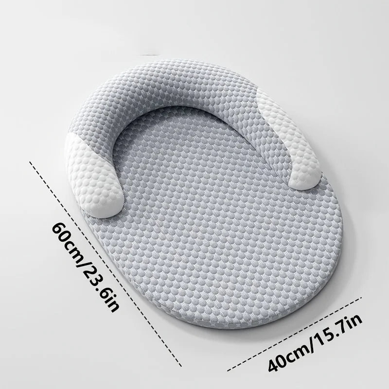 Cooling Cat Bed – Breathable, Water-Washable, Round Pet Cooling Mat with Neck Support, Summer Bed Designed for Hot Weather
