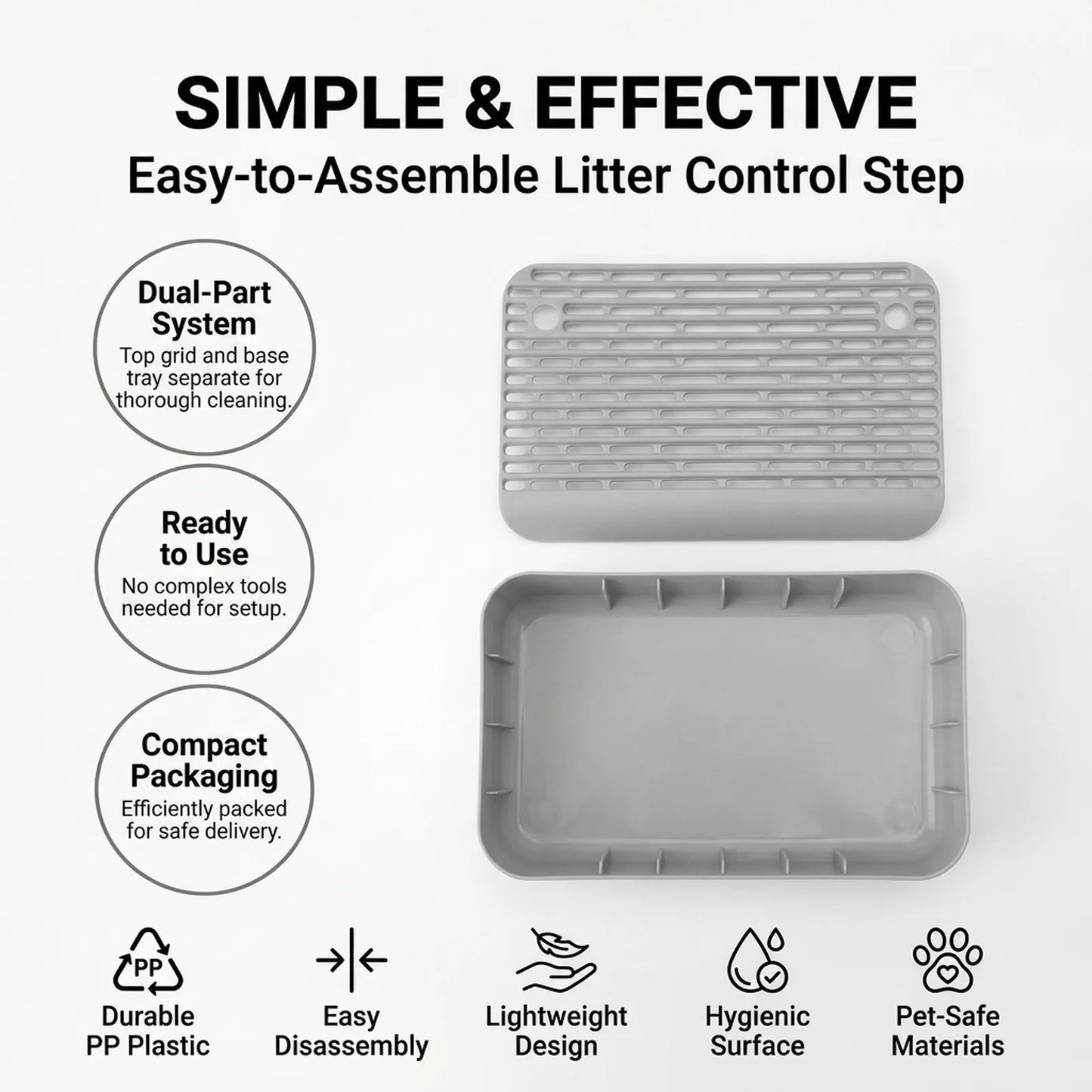Cat Litter Box Step Non Slip Double Layer Washable Pad for Litter Box Cabinet for Cats