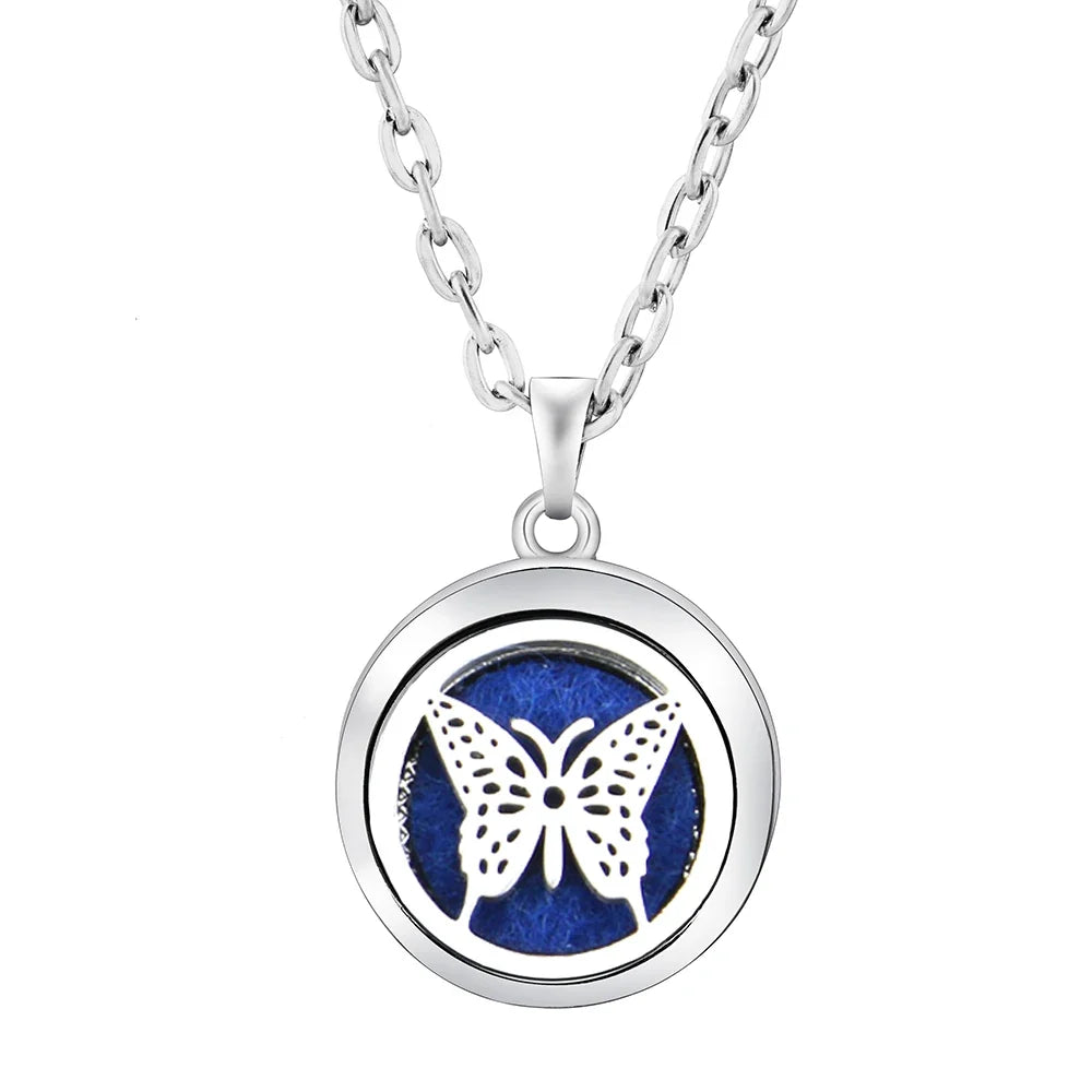 Heart-Shaped Aromatherapy Essential Oil Diffuser Necklace | Stainless Steel Dragonfly Perfume Locket