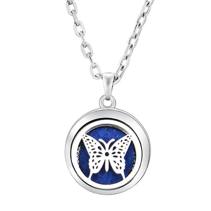Heart-Shaped Aromatherapy Essential Oil Diffuser Necklace | Stainless Steel Dragonfly Perfume Locket