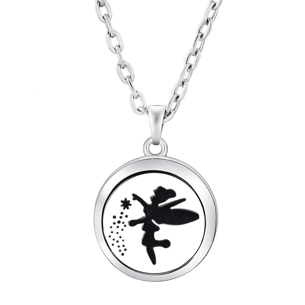 Heart-Shaped Aromatherapy Essential Oil Diffuser Necklace | Stainless Steel Dragonfly Perfume Locket