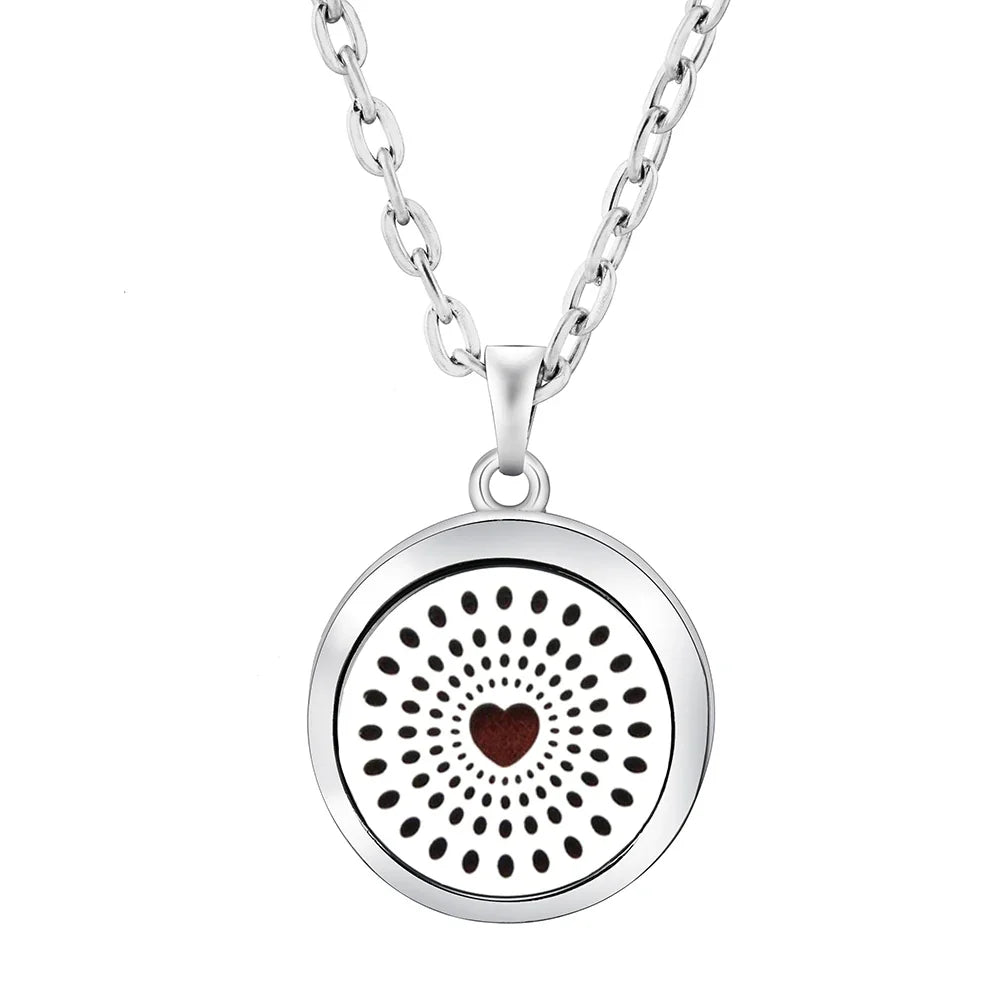 Heart-Shaped Aromatherapy Essential Oil Diffuser Necklace | Stainless Steel Dragonfly Perfume Locket