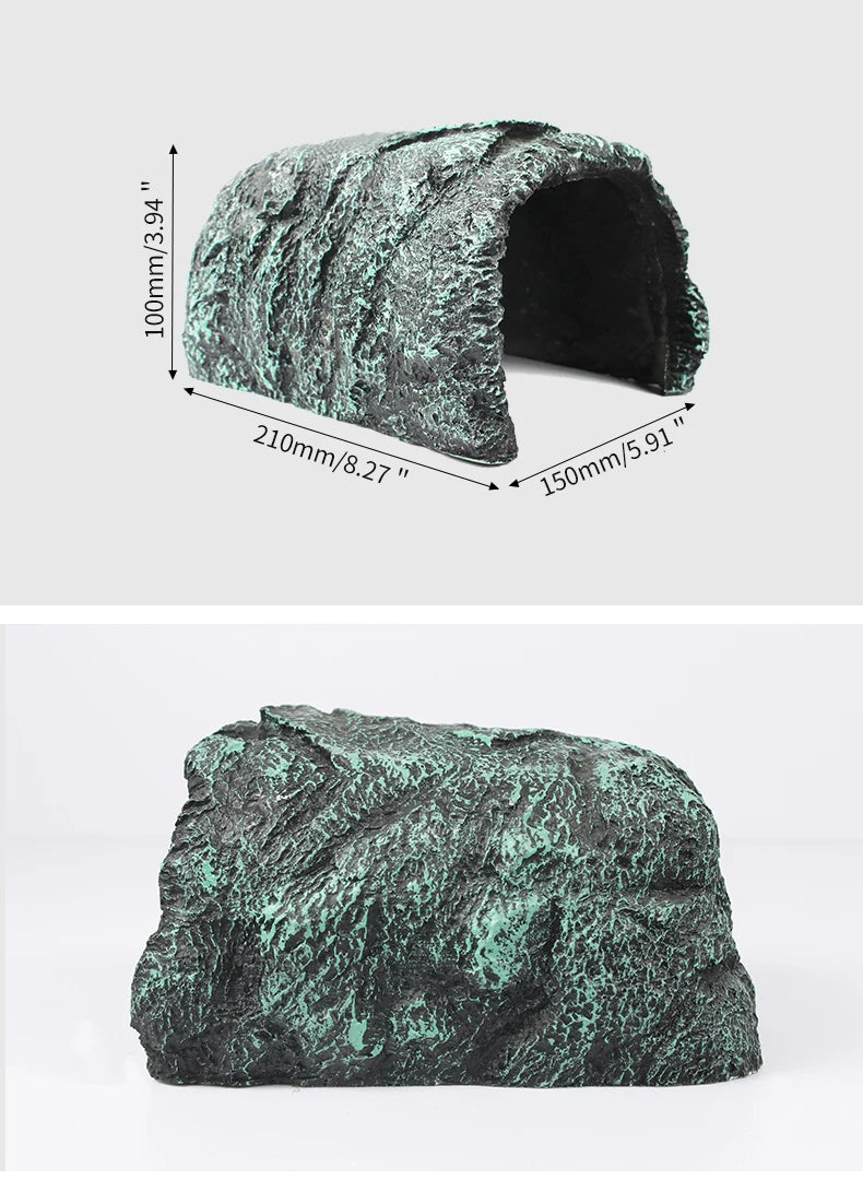 Resin Hides Cave Pet Hiding Spot Turtles Rock Hideout House Pet Hiding Spot Habitat Terrariums Landscaping for Lizard Snakes