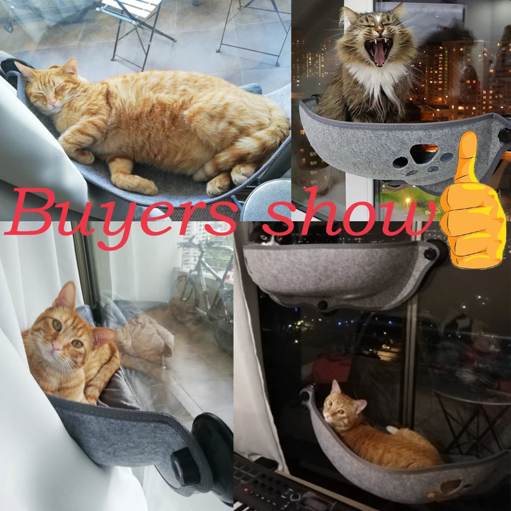 Pet Hammock Beds Cat Window Felt Bed Suction Cat Rest Shelf House cat lounger Ferret Pet Bed Warm Soft and Comfortable BD0150