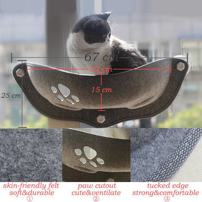 Pet Hammock Beds Cat Window Felt Bed Suction Cat Rest Shelf House cat lounger Ferret Pet Bed Warm Soft and Comfortable BD0150