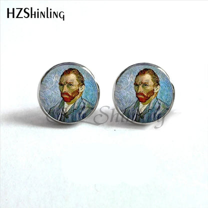 Van Gogh Art Stud Earrings | Handcrafted Glass Dome Earrings with Iconic Painting Details
