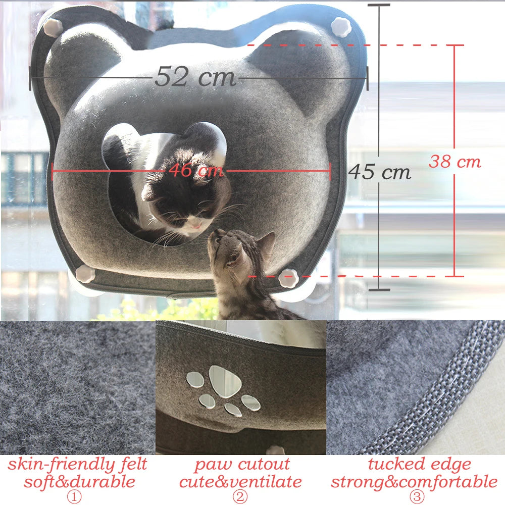 Pet Hammock Beds Cat Window Felt Bed Suction Cat Rest Shelf House cat lounger Ferret Pet Bed Warm Soft and Comfortable BD0150