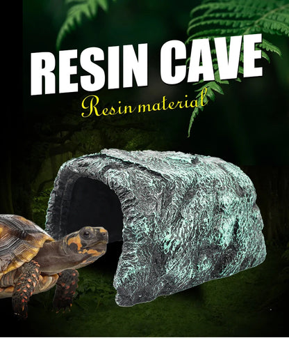 Resin Hides Cave Pet Hiding Spot Turtles Rock Hideout House Pet Hiding Spot Habitat Terrariums Landscaping for Lizard Snakes