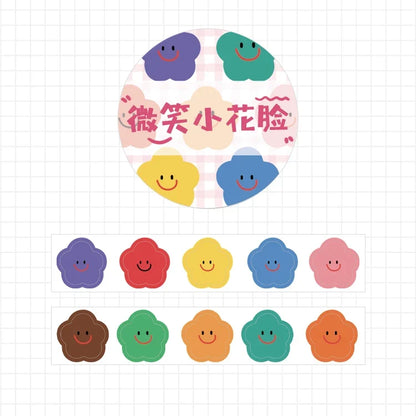 Kawaii Cartoon Washi Tape Stickers | 100pcs Roll Decorative Adhesive Masking Tape for Scrapbooking and DIY Stationery