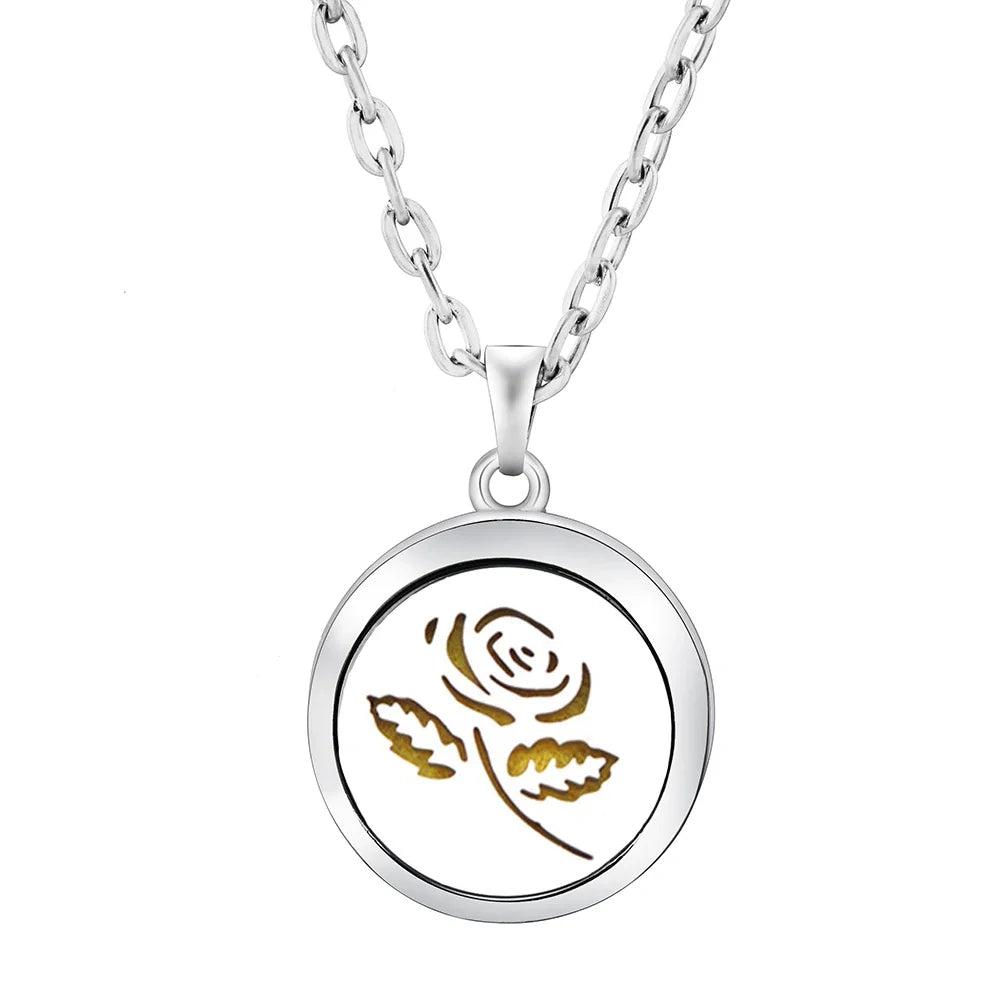 Heart-Shaped Aromatherapy Essential Oil Diffuser Necklace | Stainless Steel Dragonfly Perfume Locket