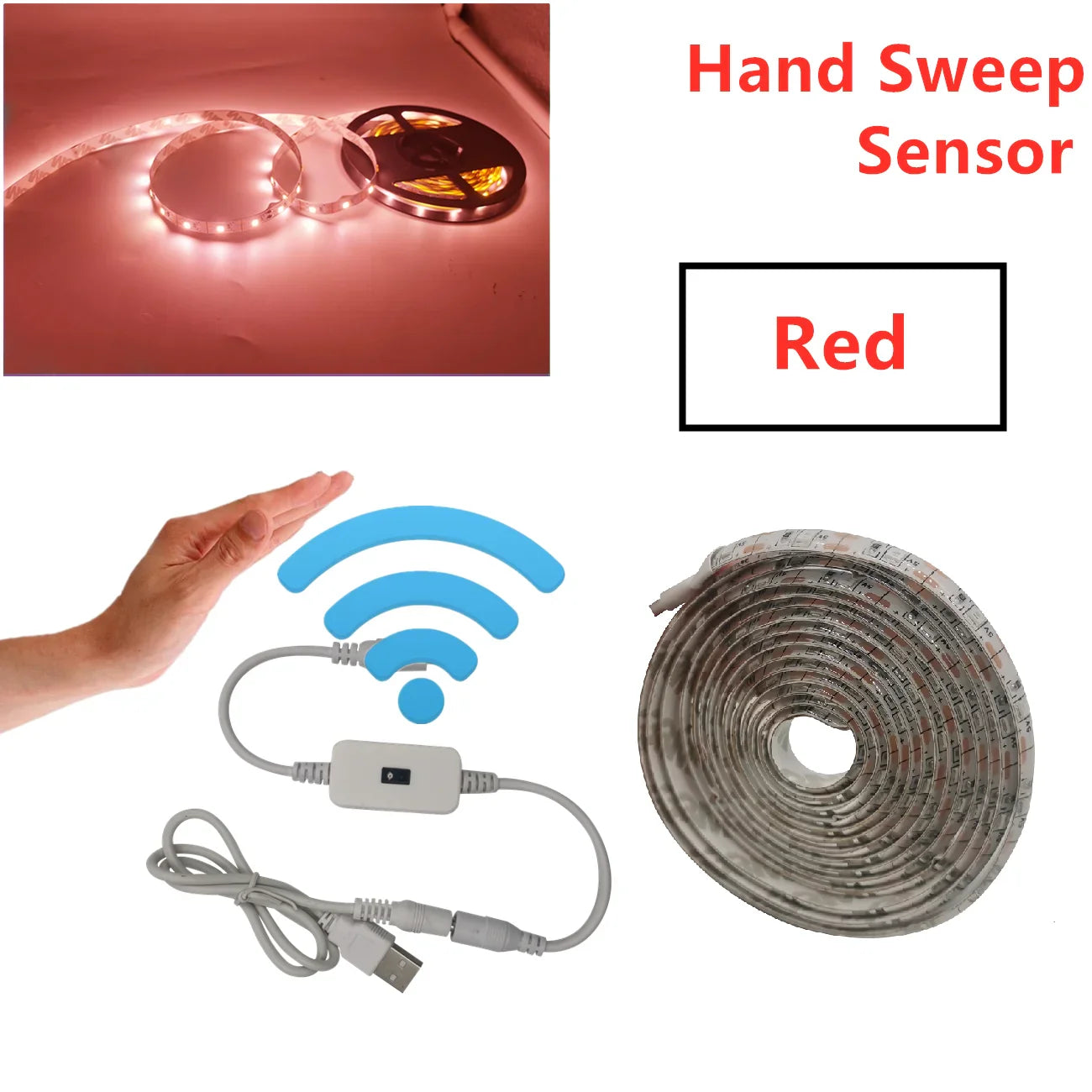 USB Motion Sensor LED Strip Light | Hand Wave Control for TV Kitchen