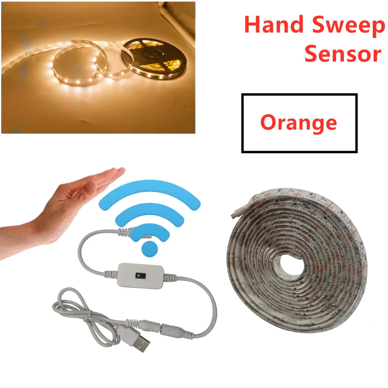USB Motion Sensor LED Strip Light | Hand Wave Control for TV Kitchen