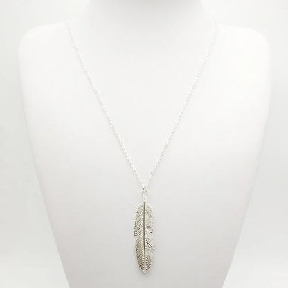 VOQ Feather Pendant Necklace for Women | Trendy Long Chain Jewelry Gift