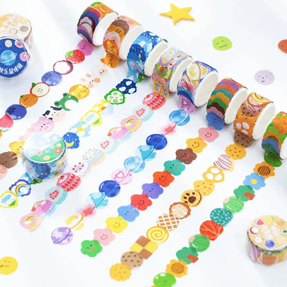 Kawaii Cartoon Washi Tape Stickers | 100pcs Roll Decorative Adhesive Masking Tape for Scrapbooking and DIY Stationery