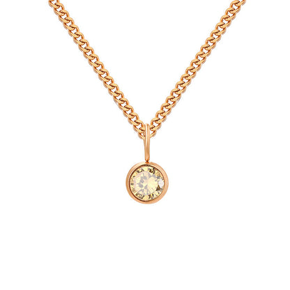 Stainless Steel Necklace With Diamond Birthstone Pendant