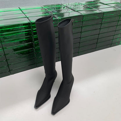 Stiletto Heel Pointed Toe Below Knee Boots