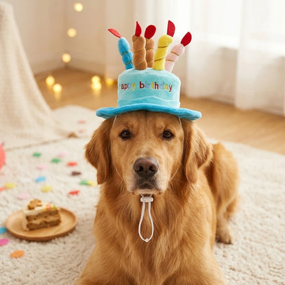 Pet Birthday Party Hat Toy Set For Cats and Dogs Elastic Comfortable Wear Bite Resistant Durable Photo Prop Gift