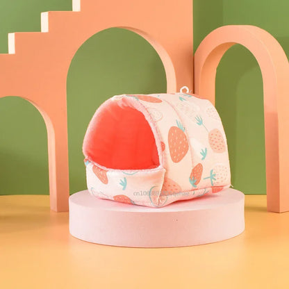 Cute Cartoon Rabbit Squirrel Mini Cage Guinea Pig Nest Small Animal Mice Rat Pet Sleeping Bed Hamster House Winter Warm Soft Mat