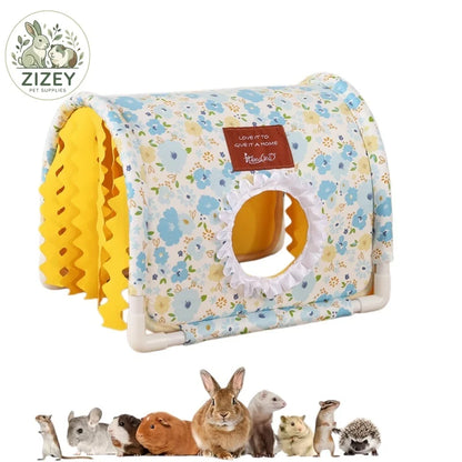 Small Animal Tunnel Hideout Cute Bed Cave Toy for Guinea Pig Rabbit Ferrets Hedgehog Rat Chinchilla Cage Accessory
