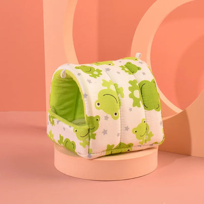Cute Mini Cage Rabbit Squirrel Winter Warm Cotton Mat Guinea Pig Nest Hamster House Small Animal Sleeping Bed Pet Hanging Cage