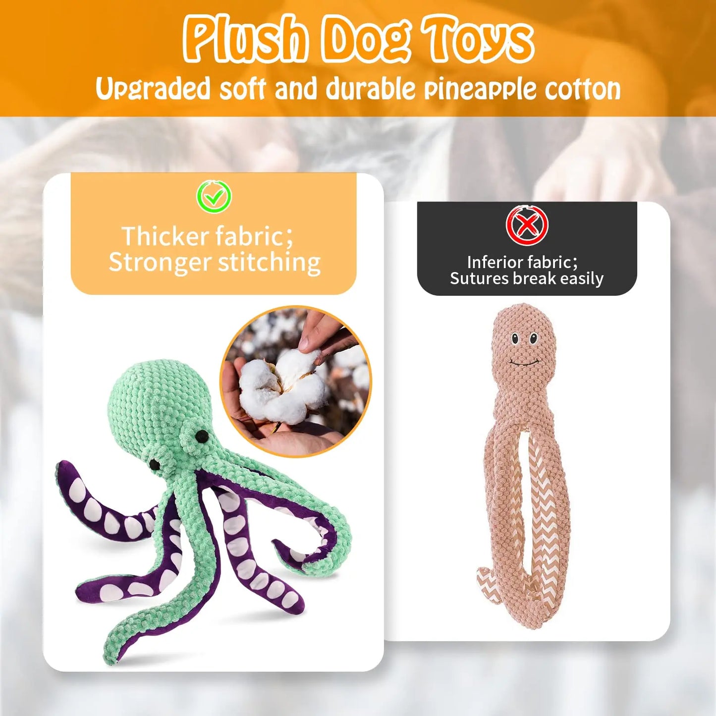 Pet Octopus Dog Toy,Indestructible Dog Toys for Aggressive Chewers,Squeaky Interactive Dogs Anxiety Toy for Small and Large Dogs