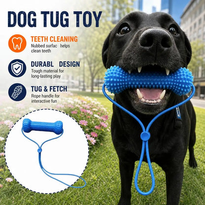 Dog Chew Toy Interactive Tug Rope Toy Quiet Durable Plastic Chew Stick With Gum Massage Nubs For Small Medium Dogs