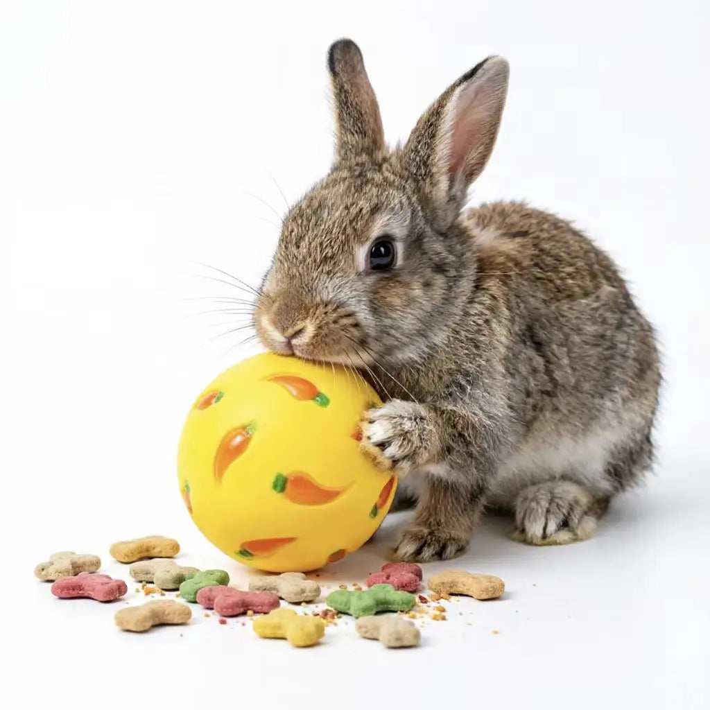 Rabbit Treat Ball Bunny Toy Food Dispenser Interactive Leak Food Ball Chew Toy For Rabbit Hamster Guinea Pig Chinchilla Small Pe