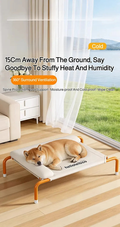 Pet Furniture Mesh Elevated Dog Beds Breathable Removable Raised Dog Bed with Pillow Outside Dog Bed Cat Patio Sunbathing