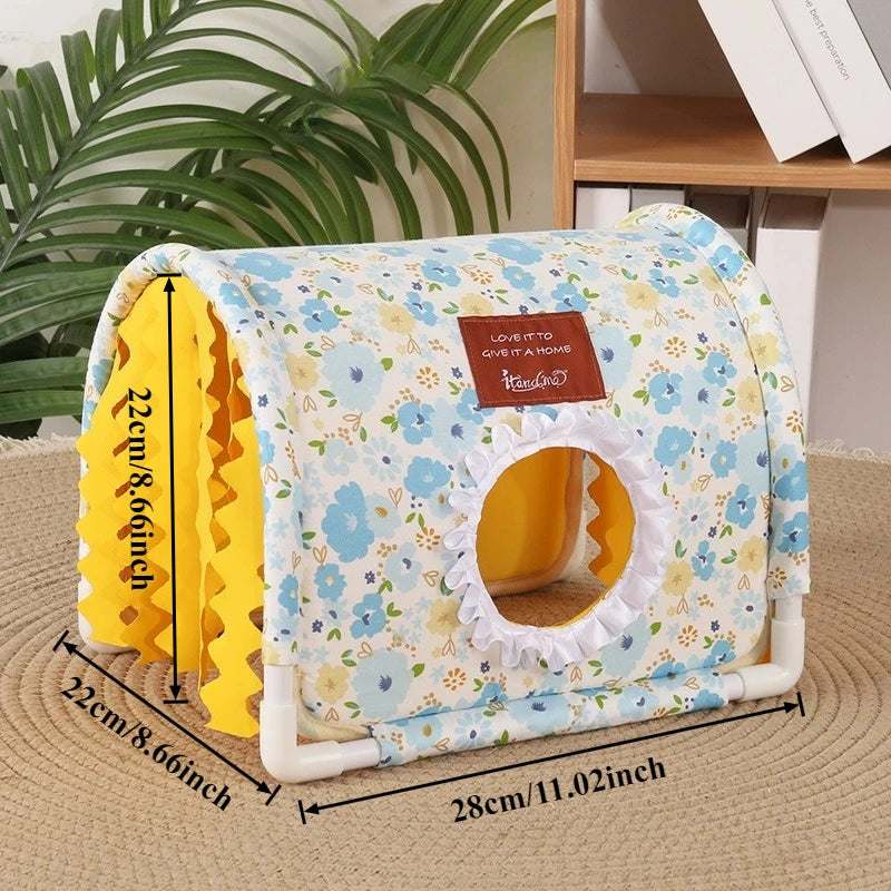 Small Animal Hideout Bed-Soft Pet House with Open Entrance,Safe Rounded Corners for Guinea Pigs/Hamsters/Rabbits-Decor Shelter