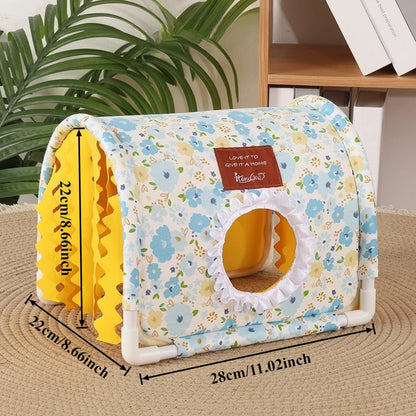 Small Animal Hideout Bed-Soft Pet House with Open Entrance,Safe Rounded Corners for Guinea Pigs/Hamsters/Rabbits-Decor Shelter