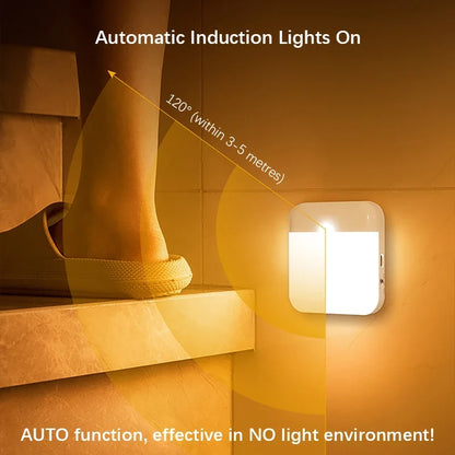 PIR Motion Sensor Night Light | USB Rechargeable LED Lamp
