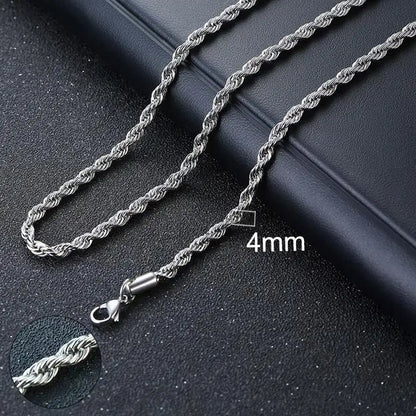 Vnox Twist Rope Chain Necklace for Men Women | Waterproof Stainless Steel Unisex Chain