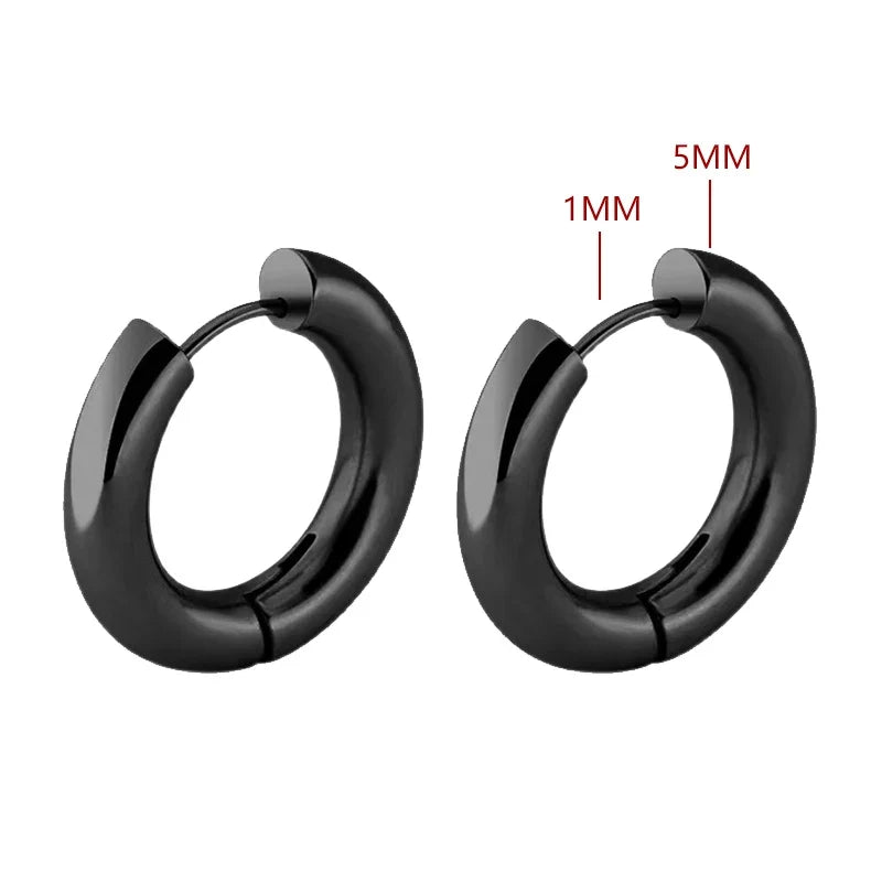 2pc Stainless Steel Small Hoop Earrings | Unisex Punk Hip Hop Huggie Earrings