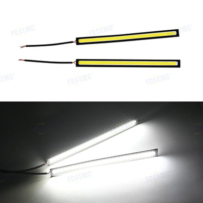 2pcs Ultra Thin LED Car COB Daytime Running Lights | Waterproof 12V Ambient Lamp Bar