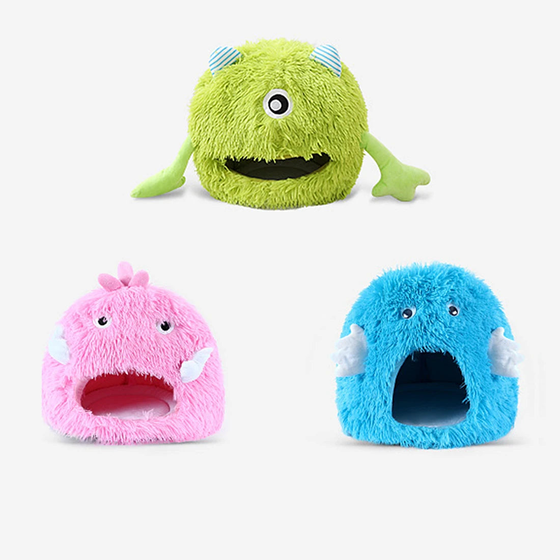 Cat Bed House Dog Kennel Cute Monster Cartoon Warm Plush Kitten Cushion Basket Tent Puppy Cave Nest Mat Bag Indoor Pet Supplies