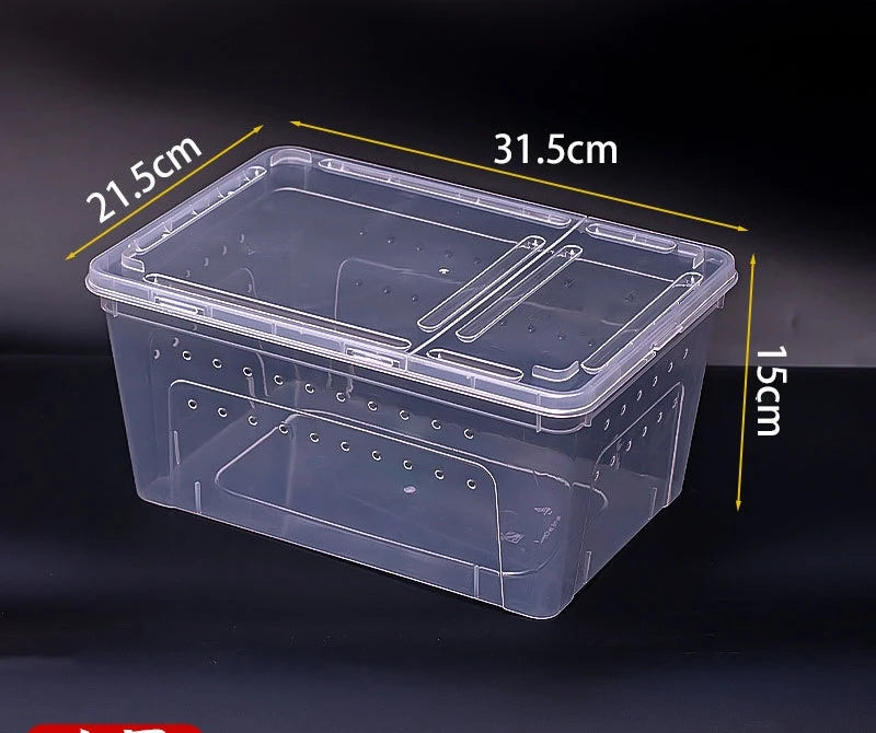 Reptile Breeding Box Terrarium Turtle Tank Silkworm Spider Horned Frog Gecko Lizard Snail Cage Portable Habitat Enclosure